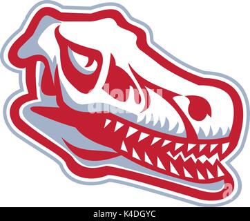 Retro style illustration of A Velociraptor Raptor Skull viewed from side on isolated white background. Stock Vector