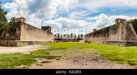 Panoramic view of the ballcourt at Chichen Itza, Yucatan, Mexico Stock Photo