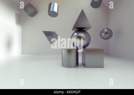 3D rendering of abstract polygon blocks Stock Photo