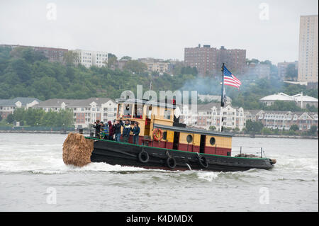 The South Street Seaport Museum’s tugboat, W.O. Decker, participated in the annual tugboat race and competition on the Hudson River. Sept. 3, 2017. Stock Photo