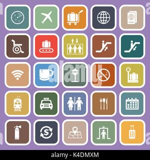 Airport flat icons on purple background, stock vector Stock Vector