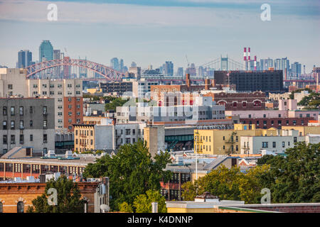 Bronx skyline, Manhattan in the background, New York City Stock Photo