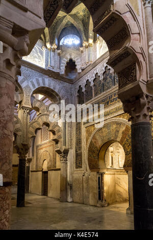 Richly decorated Mihrab in the Great Mosque of Córdoba, Spain Stock Photo