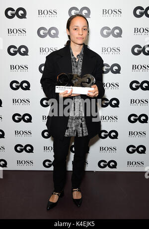 Grace Wales Bonner with her Breakthrough Designer award during the GQ Men of the Year Awards 2017 held at the Tate Modern, London. Stock Photo