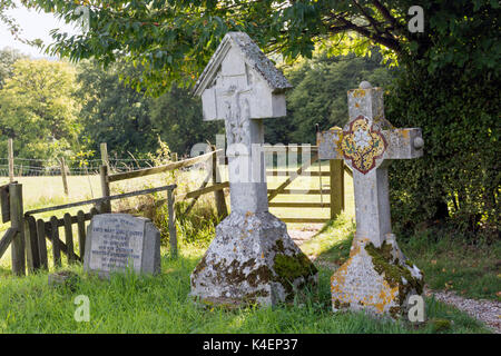 Ancient headstones in churchyard of St Mary's Church, Church Lane, Beenham, Berkshire, England, United Kingdom Stock Photo