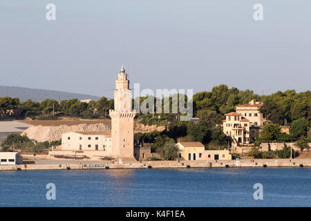 The tower of Porto Pi and the Fortress of Sant Carles The Bay of Palma de Mallorca in the Balearic Islands in Spain on the south coast of Majorca Stock Photo
