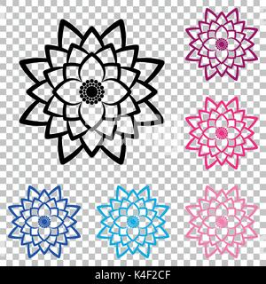 Lotus silhouette performed a bold stroke in various colors, abstract lotus with transparent petals Stock Vector