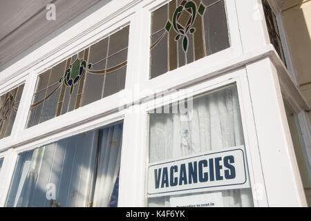 No vacancies,vacancy,sign,window,guest house, bed and breakfast, accommodation,student,coastal,resort,Aberystwyth,Ceredigion,Wales,U.K.,UK,Europe, Stock Photo