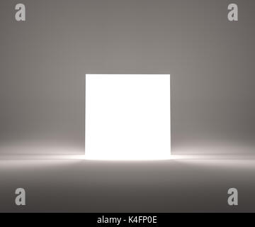 Light cube in the studio. 3d illustration Stock Photo