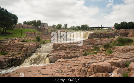 The Big Sioux River flows over rocks in South Dakota Stock Photo