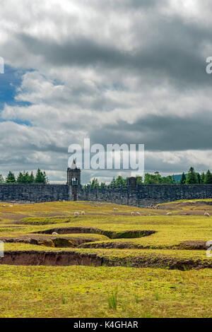 The Upper Neuadd Dam and Dried Up Reservoir Brecon Beacons south Wales Stock Photo