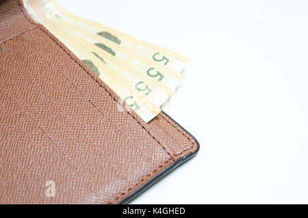 South Korean won currency in wallet on white background Stock Photo