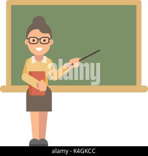 Back to school. Teacher woman cartoon character holding books. Teacher ...