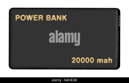 real black power bank on isolated background Stock Vector