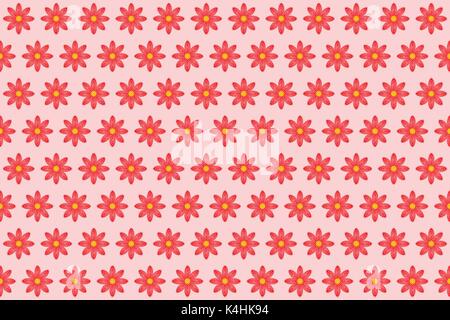 Pattern from abstract red flower, petal with curl, vector flowers background Stock Vector