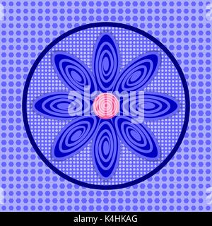 Abstract blue flower on grunge background of geometric shapes, petal with curl, vector flower Stock Vector