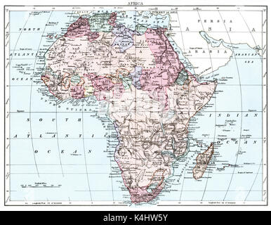 Antique map, circa 1875, of Africa Stock Photo