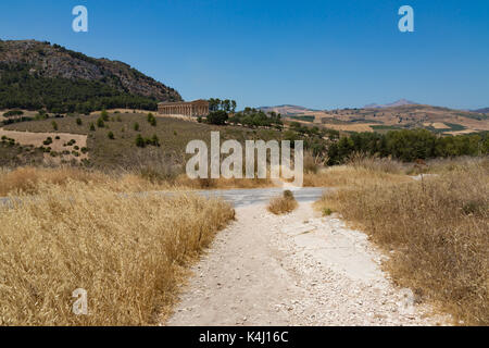 Segesta (Sicily, Italy) - Temple of Segesta in a mediterranean hillscape Stock Photo