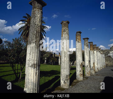 Italy. Pompeii. House of the Faun. Roman private residence of the 2nd century BC. View of the second peristyle. Stock Photo