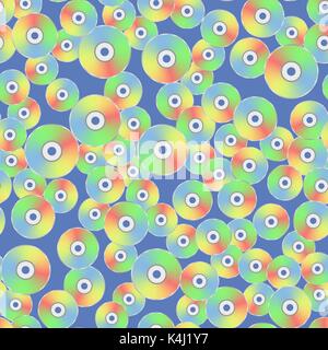 Colorful Plastic Compact Disc Seamless Pattern Stock Vector