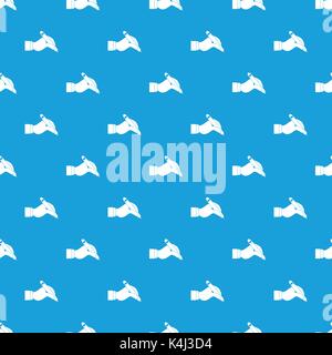 Hand holding black pen pattern seamless blue Stock Vector