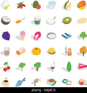 Vegetable icons set, isometric style Stock Vector