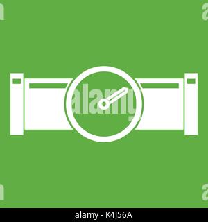 Instrument measures the pressure in the pipe icon green Stock Vector