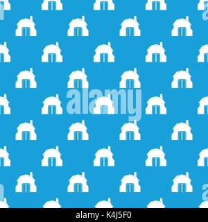 Blacksmith workshop building pattern seamless blue Stock Vector
