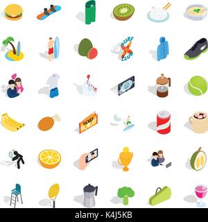 Energetic icons set, isometric style Stock Vector
