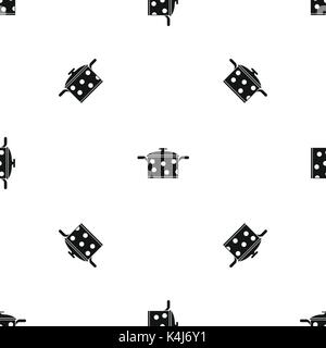 Saucepan with white dots pattern seamless black Stock Vector