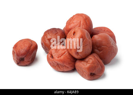 Traditional Japanese umeboshi on white background Stock Photo