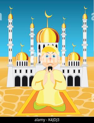 Moslem on background of the mosques Stock Vector
