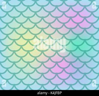 Fish scales seamless pattern. Fish skin endless background, mermaid tail repeating texture. Vector illustration. Stock Vector