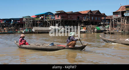 Stilt houses on Tonle Sap lake, Kampong Phluk, Siem Reap, Cambodia Stock Photo