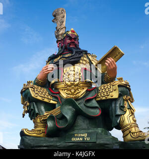 Low angle view of Guan Yu statue, Koh Samui, Surat Thani Province, Thailand Stock Photo