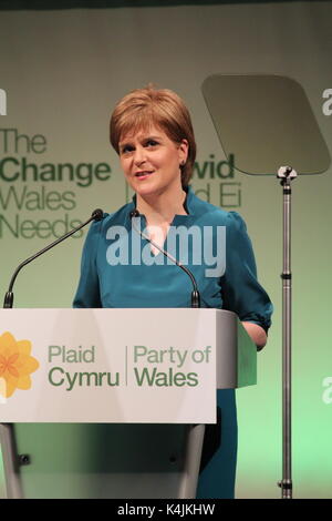 Plaid Cymru annual conference with guest speaker first minister of Scotland Nicola Sturgeon at Aberystwyth arts centre Stock Photo