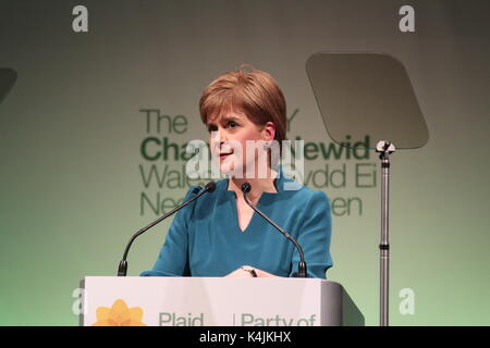 Plaid Cymru annual conference with guest speaker first minister of Scotland Nicola Sturgeon at Aberystwyth arts centre Stock Photo