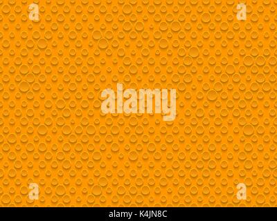 Abstract industrial realistic embossing volume cylinder texture, depressed circles orange background, 3d geometric pattern. Round dot cyber backdrop.  Stock Vector
