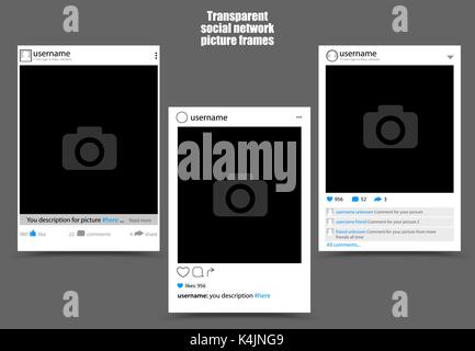 Photo frame for social network picture on dark background. Isolated vector illustration Stock Vector