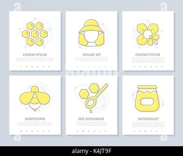 Set of honey colored elements for multipurpose a4 presentation template. Leaflet, corporate report, marketing, advertising, annual report, book cover design. Stock Vector
