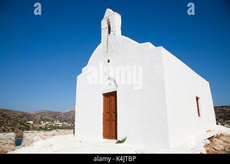 church of Aghios Pakou, Galissas beach and Armeos beach area, Syros island, Cyclades, Aegean Sea, Greece, Europe Stock Photo