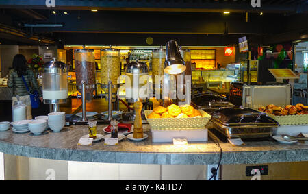 Bangkok, Thailand - Jun 18, 2017. Interior of buffet restaurant in Bangkok, Thailand. Many dishes that are now popular in Thailand were originally Chi Stock Photo