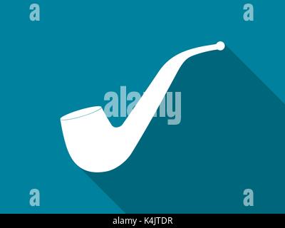Smoking pipe flat icon with long shadow. Vector illustration Stock Vector