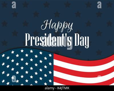 Happy Presidents Day. Festive banner with american flag and text. Vector illustration Stock Vector