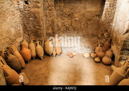 Amphorae, House of the Cryptoporticus, Roman ruins of Pompeii, UNESCO World Heritage Site, near Naples, Campania, Italy, Europe Stock Photo