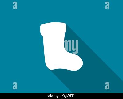 Christmas sock with a long shadow. Vector illustration. Stock Vector