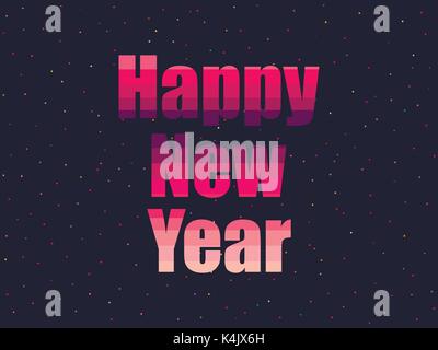 Happy new year in 80's retro style. Text in the futuristic style, neon. Vector illustration. Stock Vector