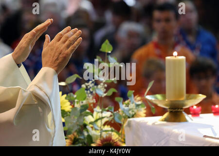 Catholic Mass, Eucharist celebration, France, Europe Stock Photo