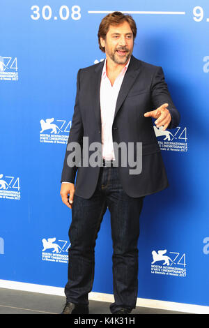 Lido Di Venezia, Italy. 06th Sep, 2017. Europe, Italy, Lido di Venezia, 06 september, 2017 : Javier Bardem, at the photocall of the movie 'Loving Pablo', director Fernando León de Aranoa, 74th Venice International Film Festival Credit Credit: Ottavia Da Re/Sintesi/Alamy Live News Stock Photo