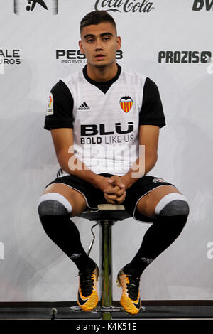 Andreas Hugo Hoelgebaum Pereira  during  presentation of the new summer signings of valencia cf next to the valencia's fans at Mestalla  Stadium on  September  6, 2017. Stock Photo